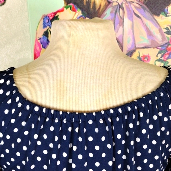 MSK Navy Blue and white polka dot jumpsuit with asymmetrical legs - Picture 11 of 14